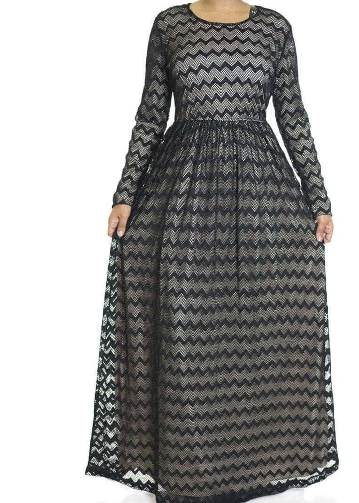Black Chevron Lace dress Kabayare