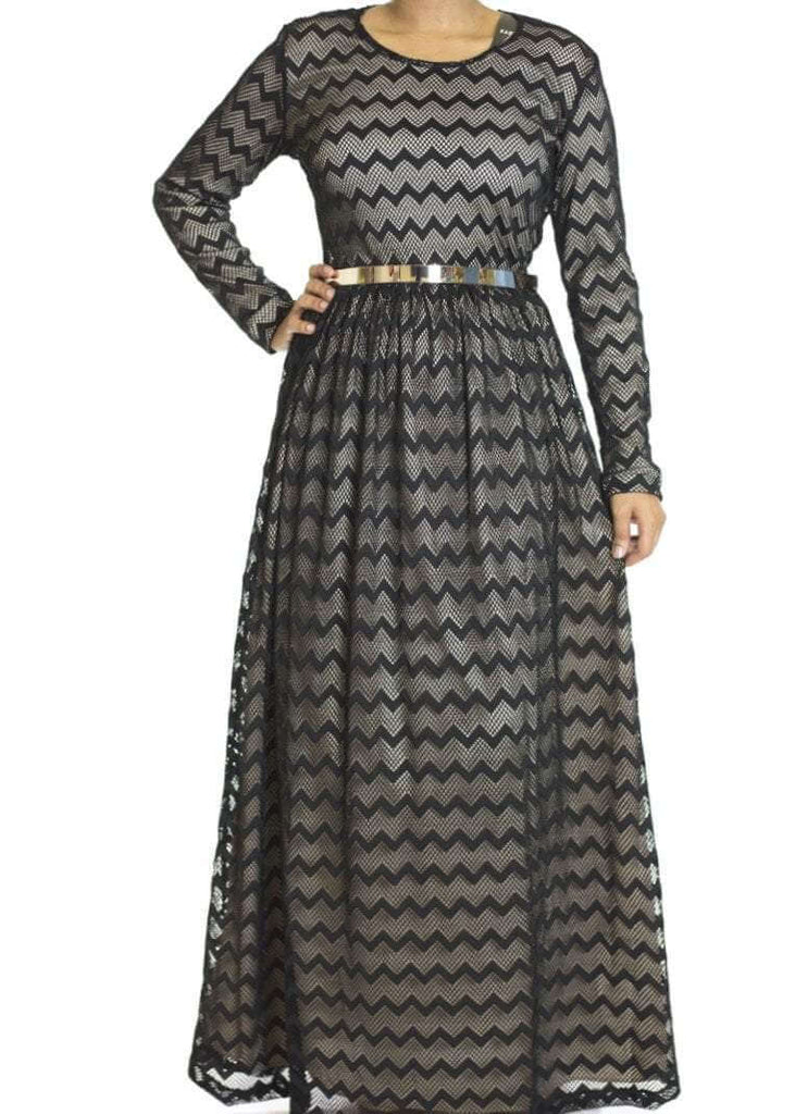 Black Chevron Lace dress Kabayare