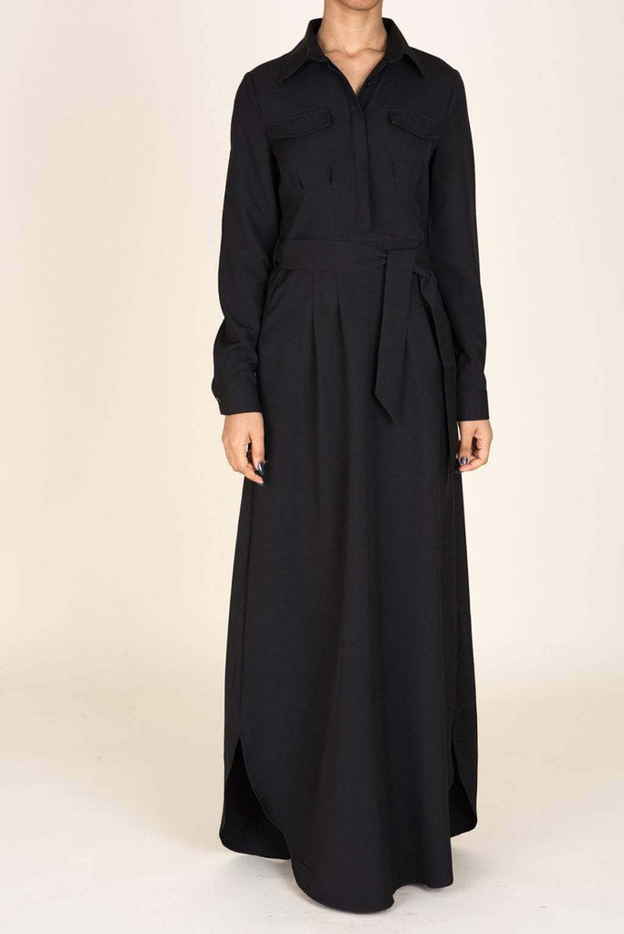 Black Chic Pockets Maxi Dress Kabayare