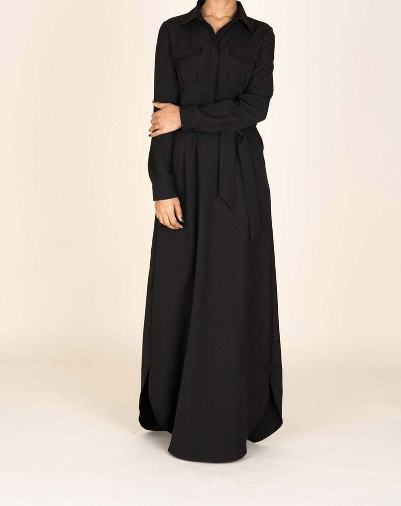 Black Chic Pockets Maxi Dress Kabayare