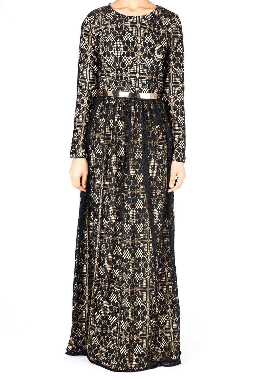 Black Contemporary Lace Maxi Dress Kabayare