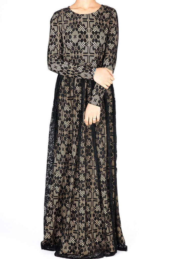 Black Contemporary Lace Maxi Dress Kabayare