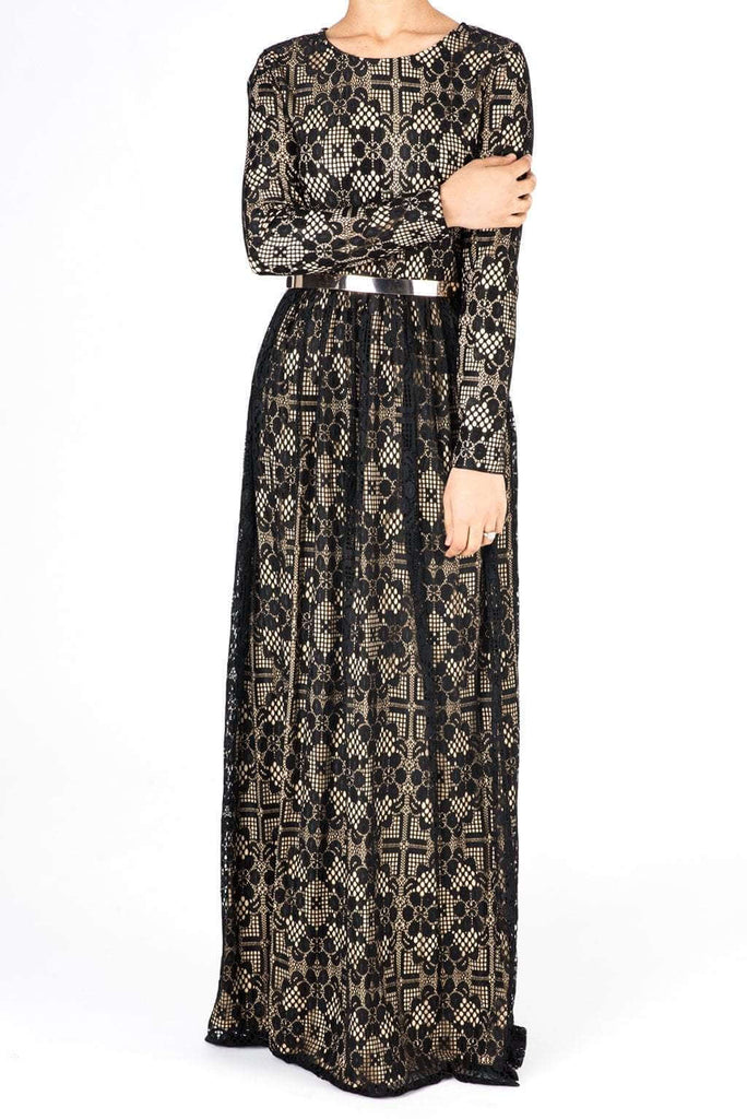 Black Contemporary Lace Maxi Dress Kabayare