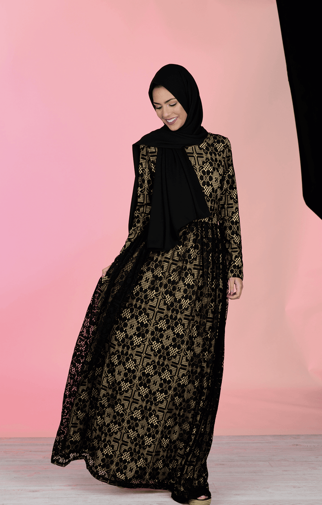 Black Contemporary Lace Maxi Dress Kabayare