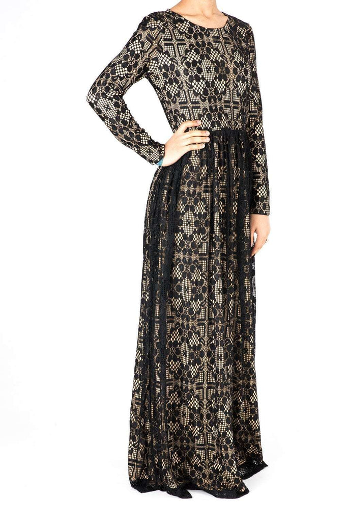 Black Contemporary Lace Maxi Dress Kabayare
