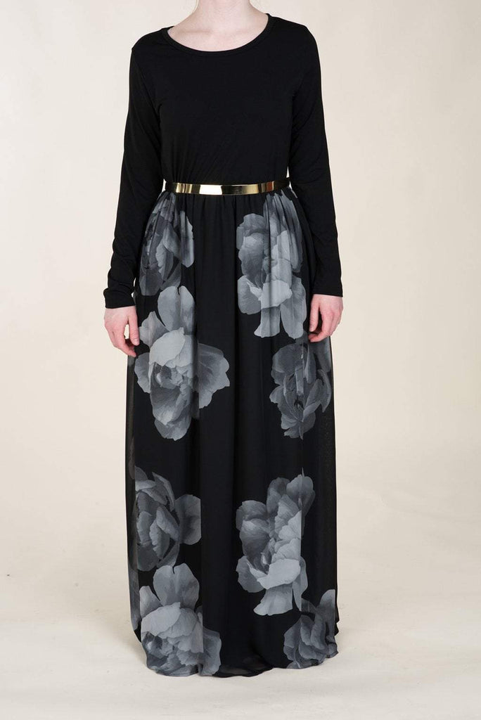 Black Digital Blossom Dress Kabayare