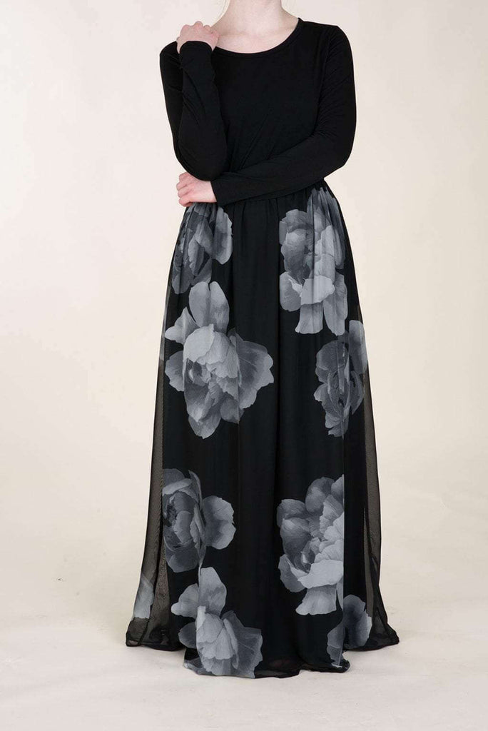 Black Digital Blossom Dress Kabayare