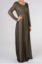 Black Dots with Golden Pattern Lace Dress Kabayare