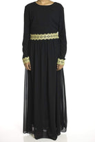 Black Embrosia Trim Dress Kabayare