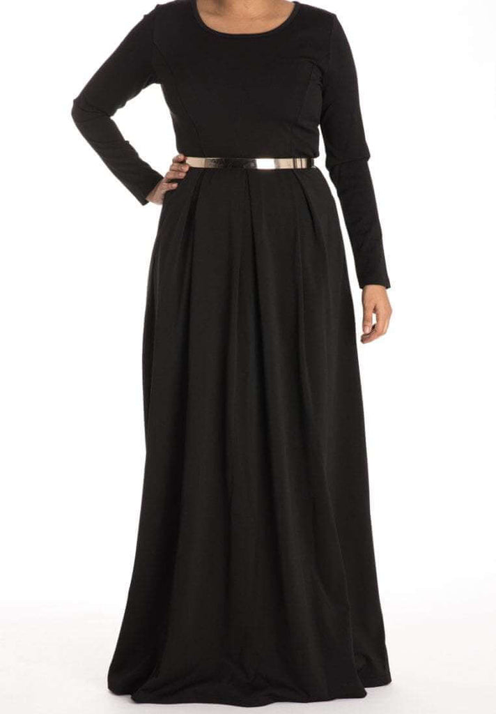 Black FLARE PLEATS DRESS Kabayare