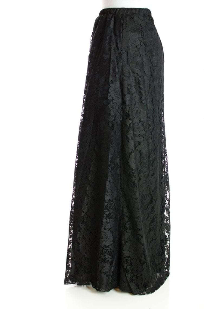 Black Floral Lace Maxi Skirt Kabayare