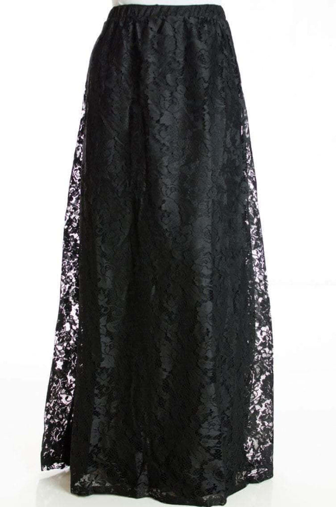 Black Floral Lace Maxi Skirt Kabayare