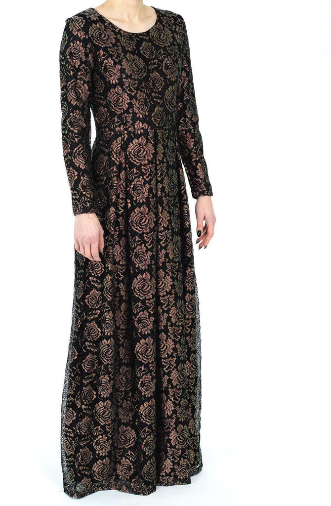 Black GOLDEN FLORAL LACE DRESS 2 Kabayare