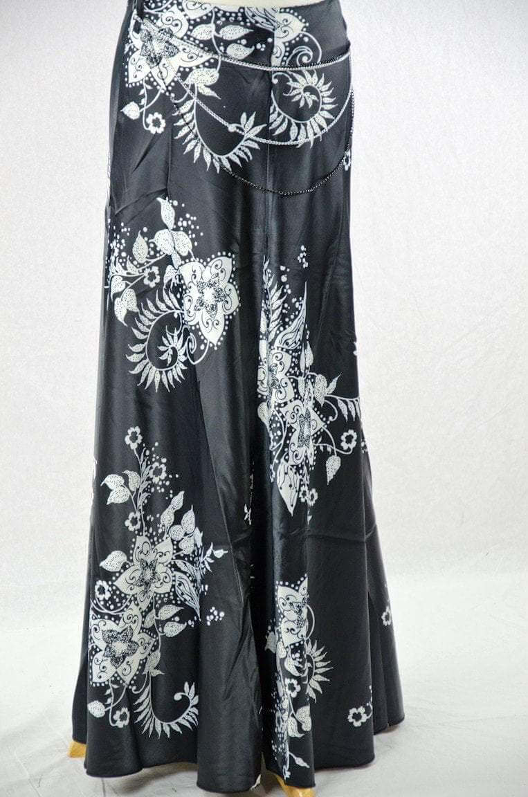 Black Henna floral Silk Skirt Kabayare