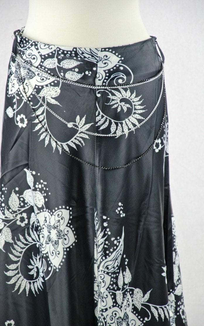 Black Henna floral Silk Skirt Kabayare