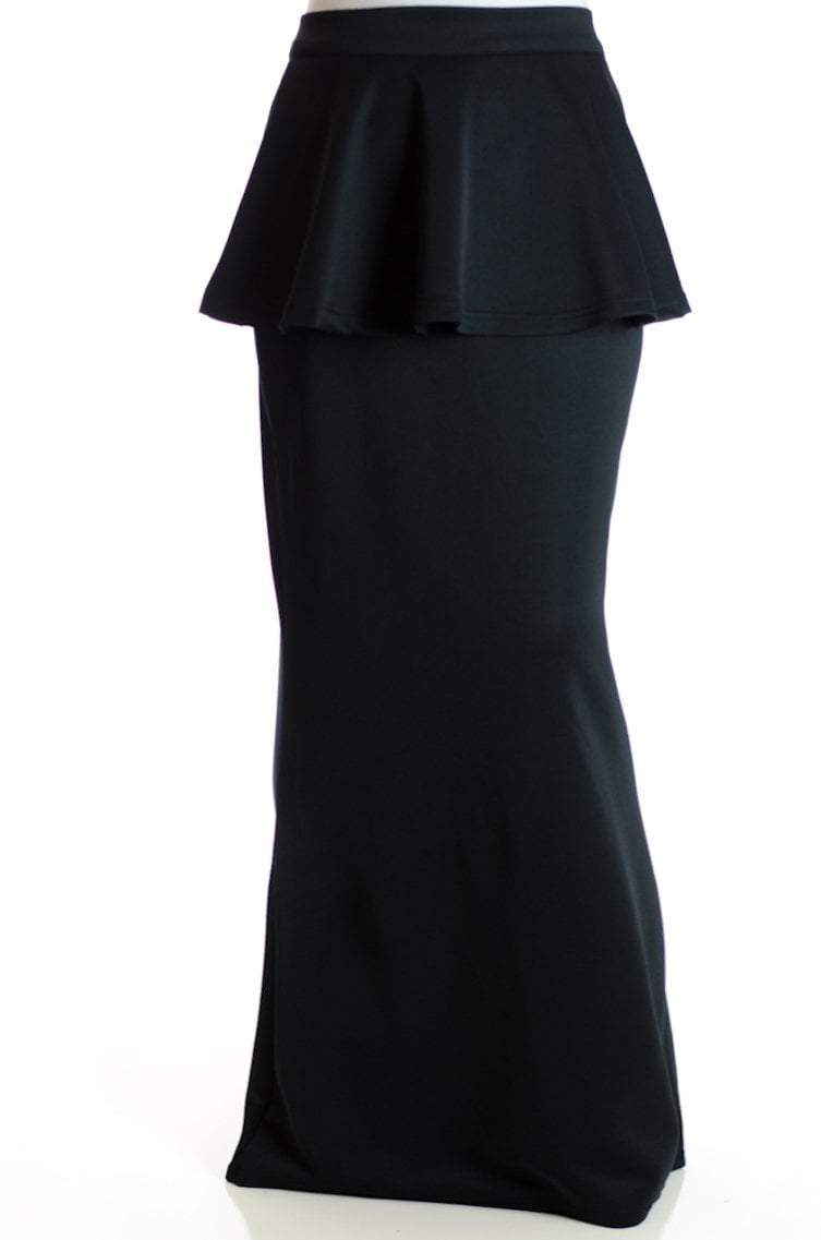 BLACK HIGH-WAISTED BODYCON PEPLUM SKIRT Kabayare
