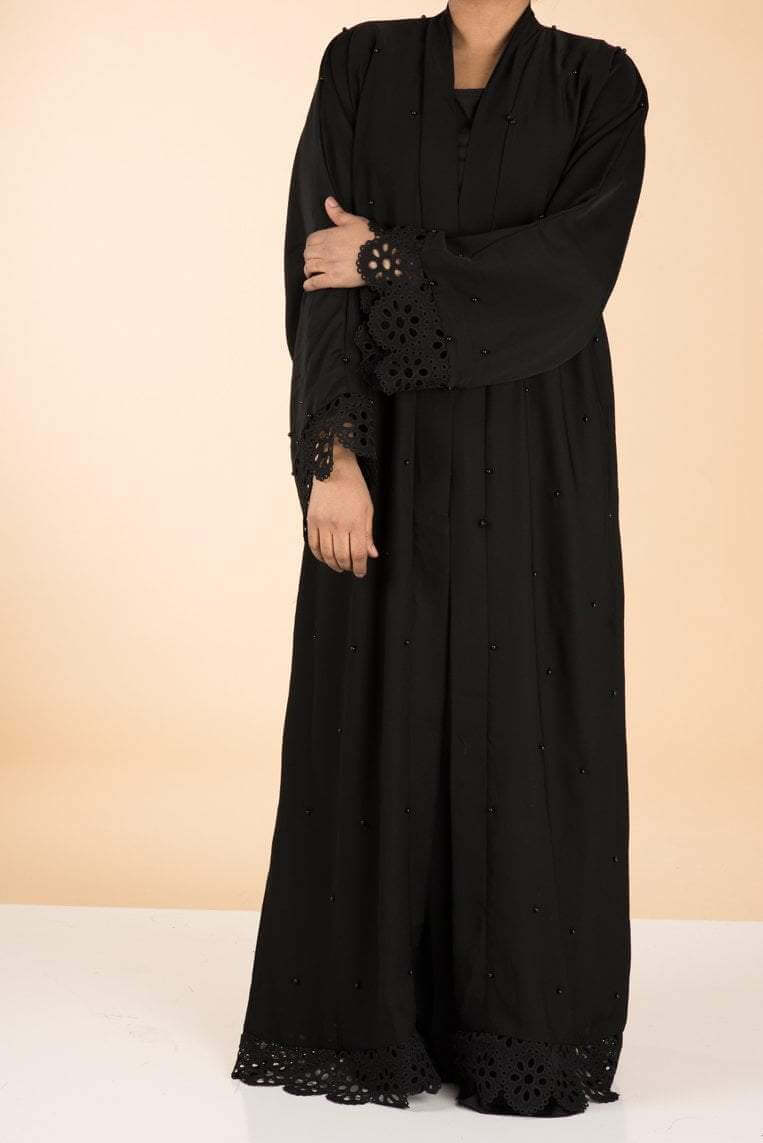 Black lace/pearls Kimono Abaya Kabayare
