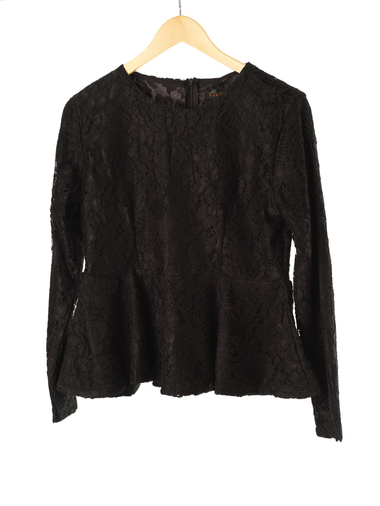 Black  Lace Peplum Top Kabayare