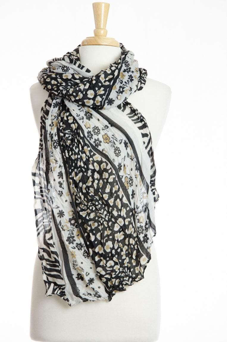 Black Leopard Crinkle Scarf Kabayare