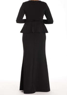 Black Long Sleeve Peplum Maxi Dress 2 Kabayare