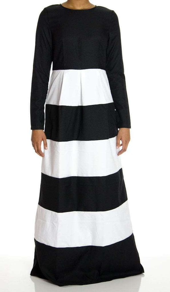 Black Modern Stripe Maxi dress Kabayare