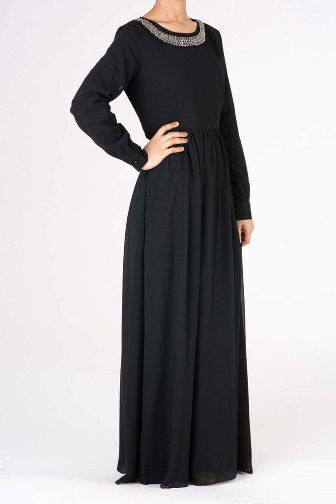 Black Neck Beaded Maxi Dress Kabayare