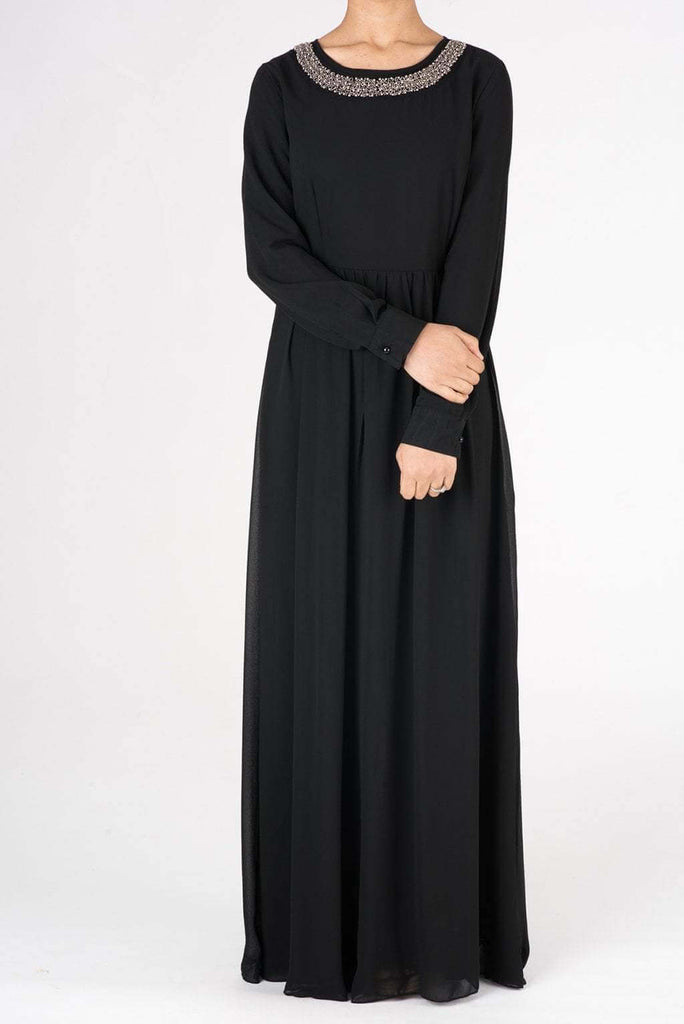 Black Neck Beaded Maxi Dress Kabayare