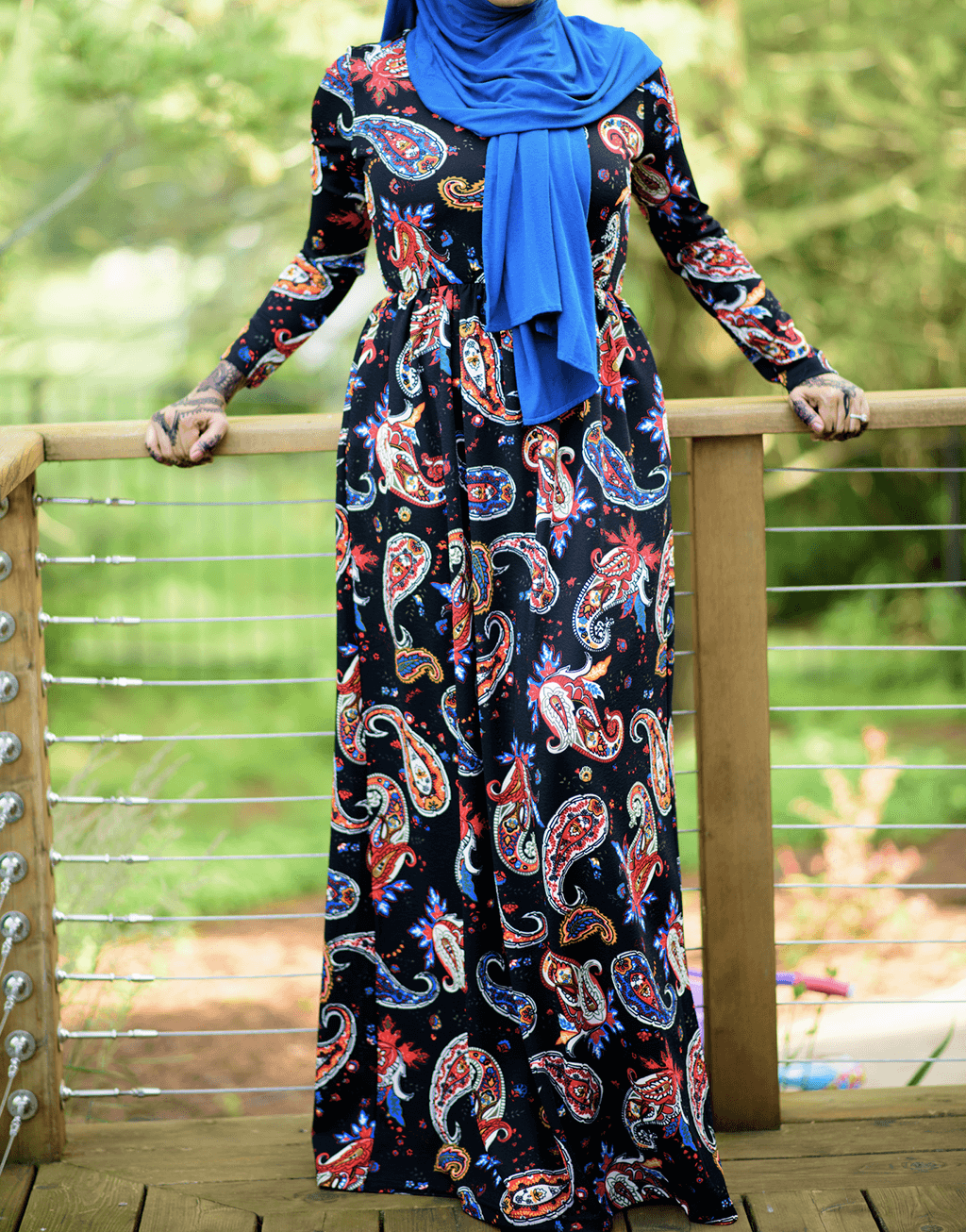 Black Paisley Textured Print Dress Kabayare