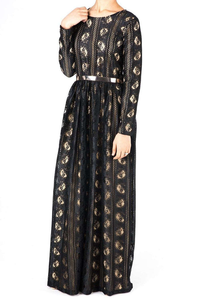 Black Pear Lace Maxi Dress Kabayare