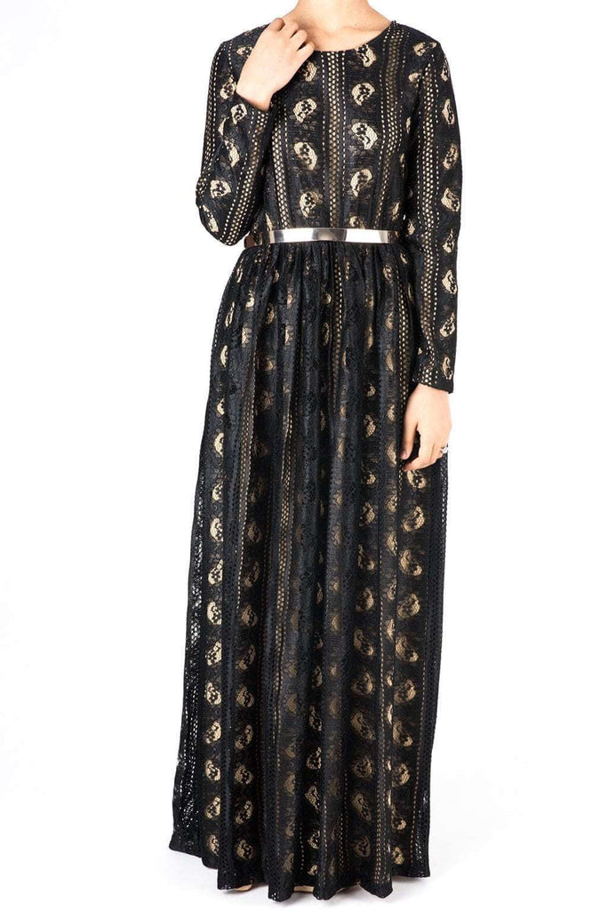 Black Pear Lace Maxi Dress Kabayare