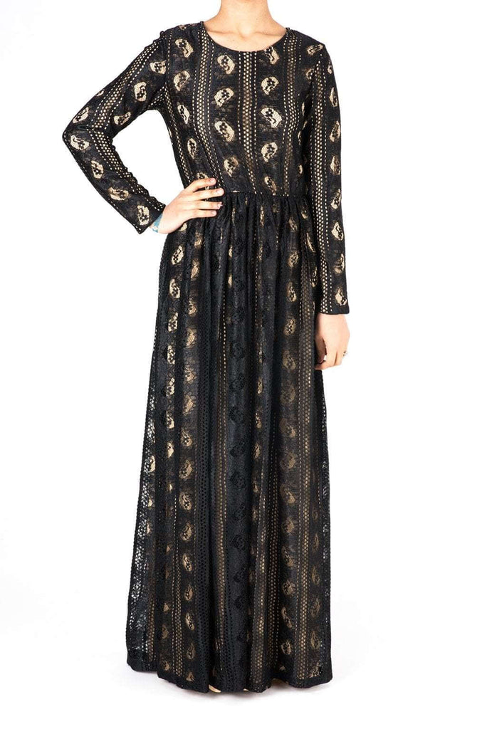 Black Pear Lace Maxi Dress Kabayare