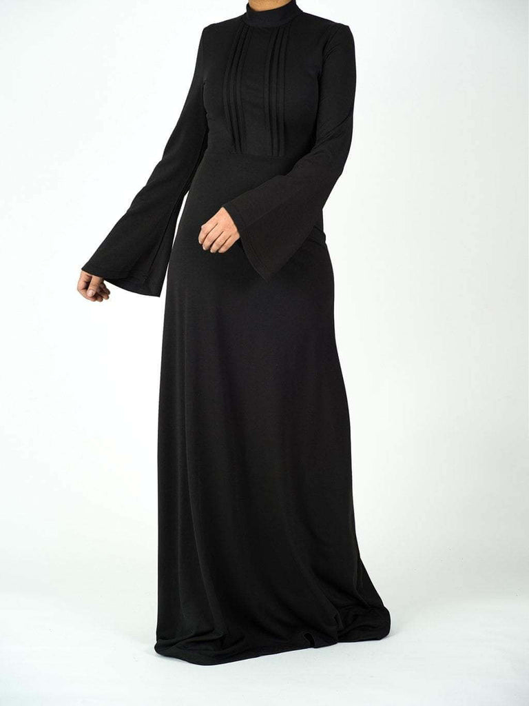 Black pleats wide sleeve dress Kabayare