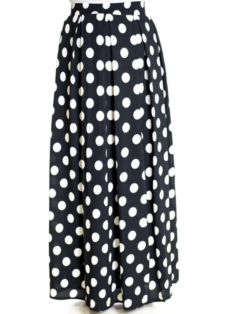 Black Polka dot Maxi skirt - Kabayare Fashion (5319133331605)