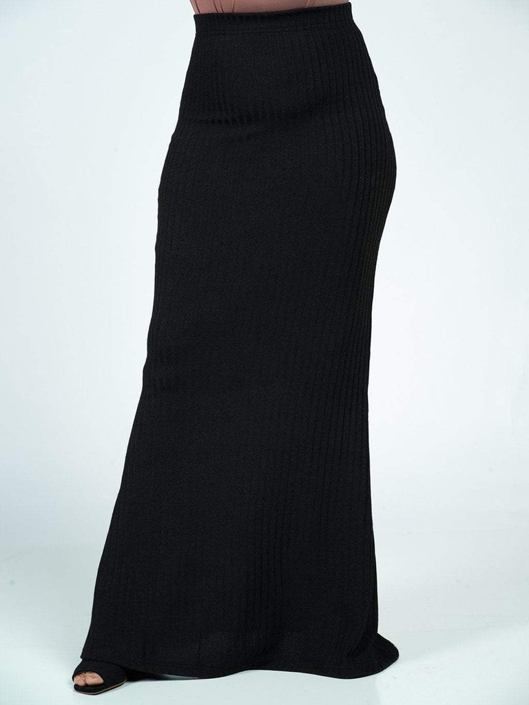 Black Ribbed Sweater Pencil Skirt Kabayare