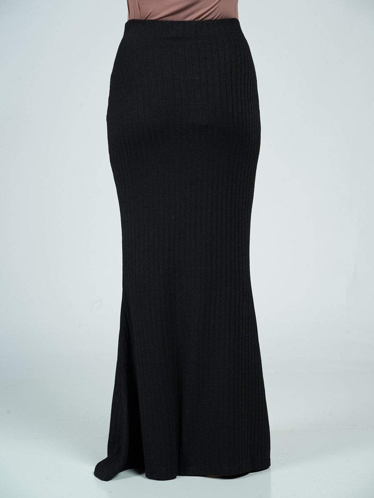 Black Ribbed Sweater Pencil Skirt Kabayare