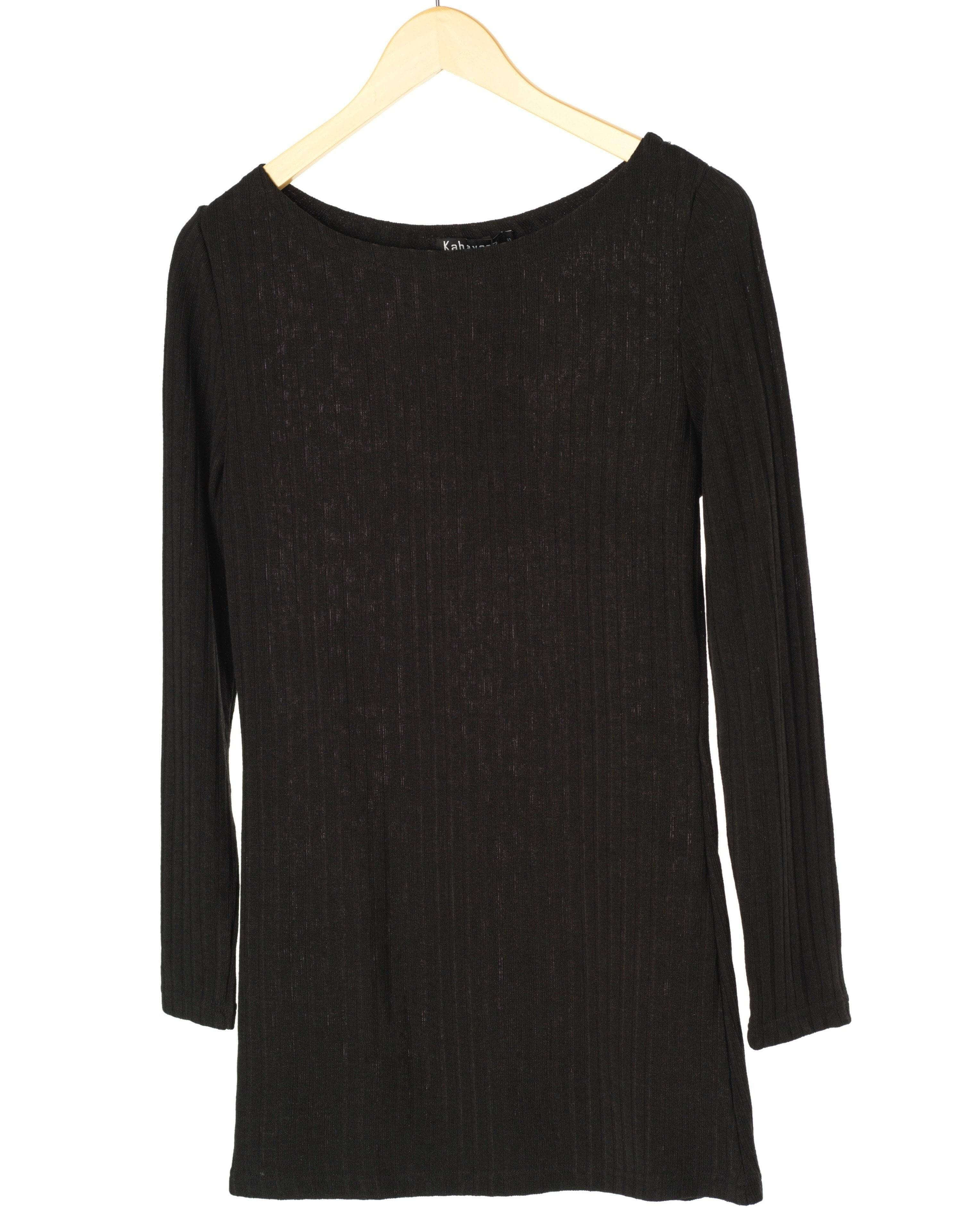 Black Ribbed Sweater Shirt Kabayare