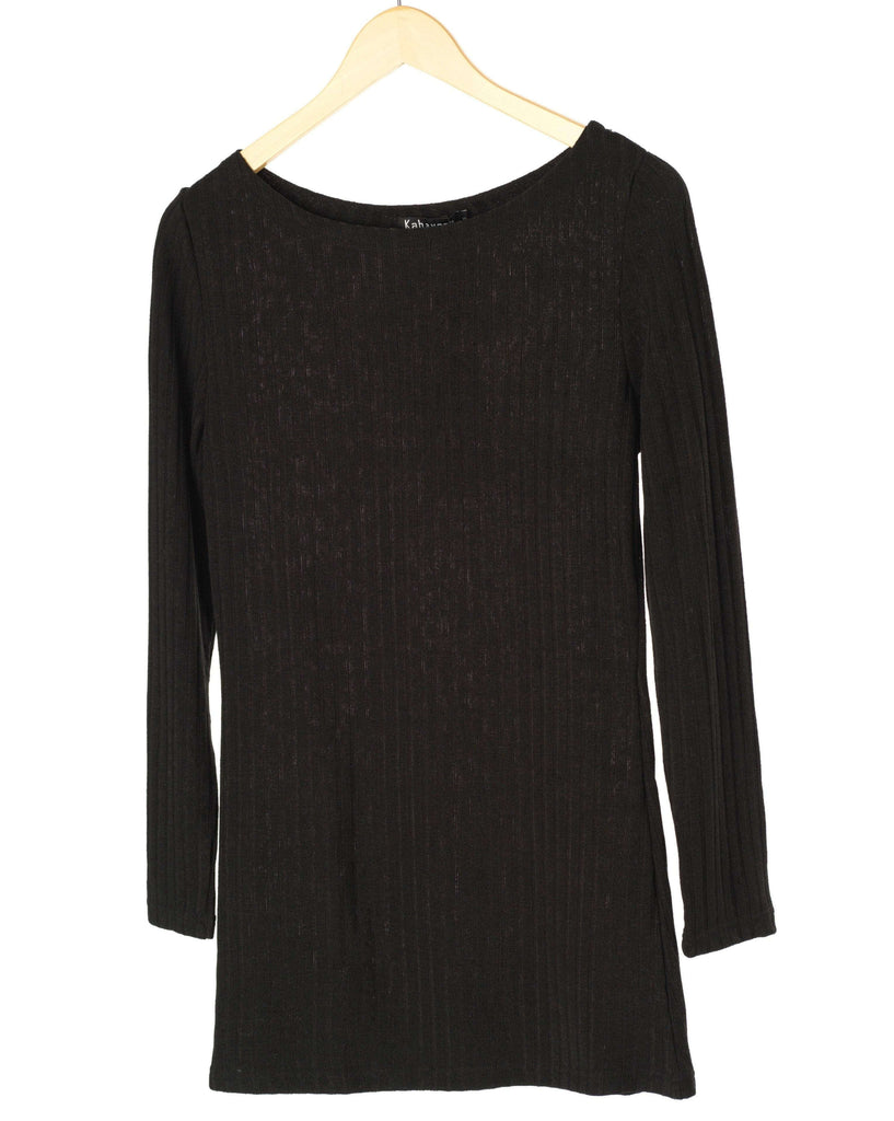 Black Ribbed Sweater Shirt Kabayare