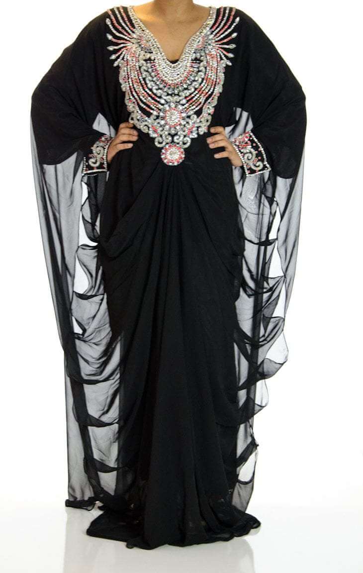 Black rose Swarovski Kaftan Kabayare
