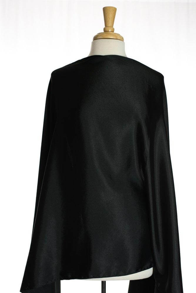 Black Satin Silk Hijab Kabayare