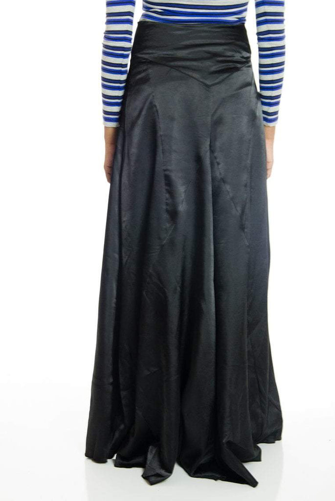 Black  Satin Silk Skirt Kabayare