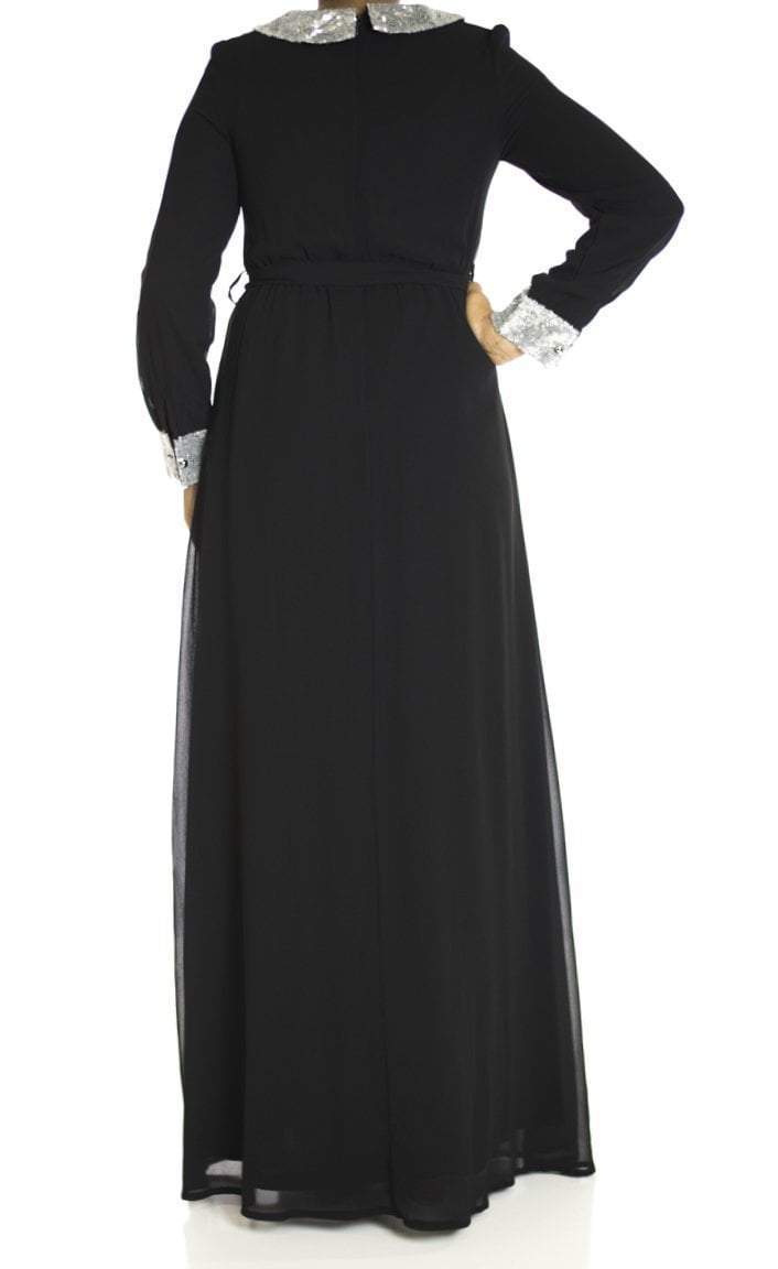 Black Sequin Bow maxi dress Kabayare