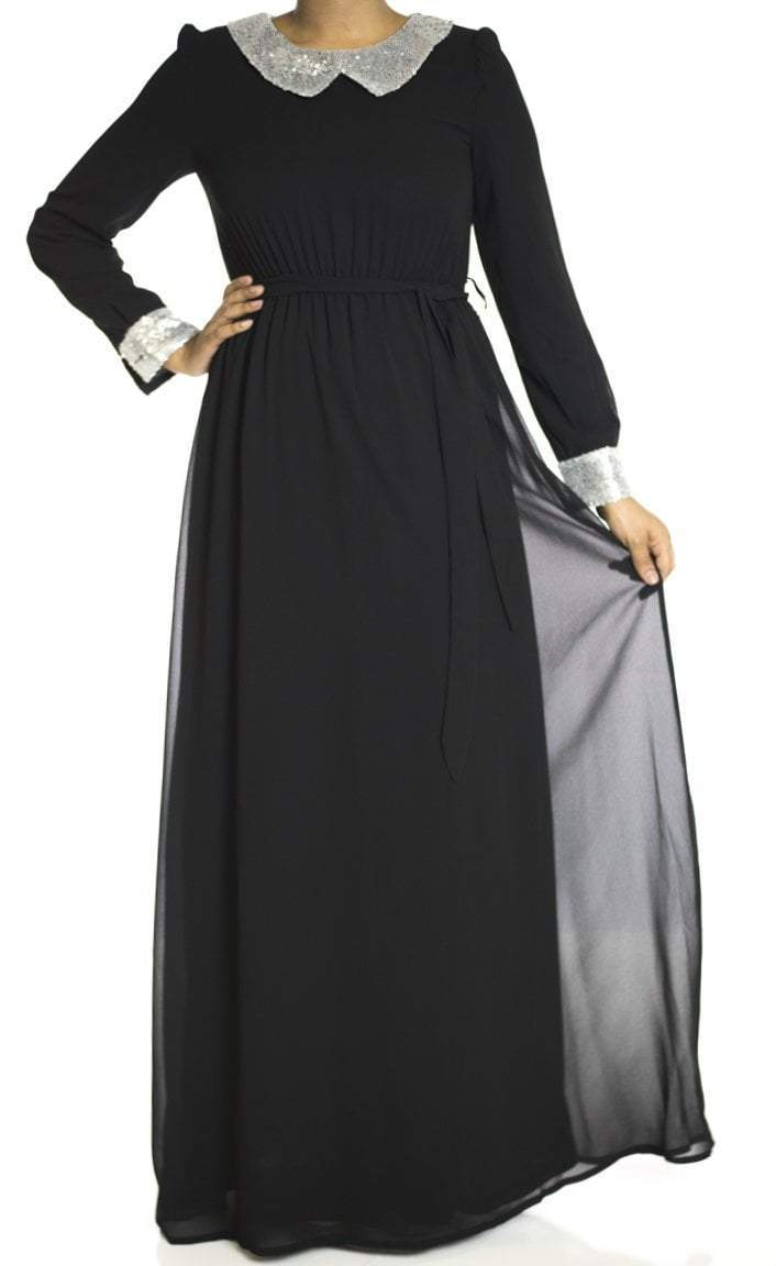 Black Sequin Bow maxi dress Kabayare
