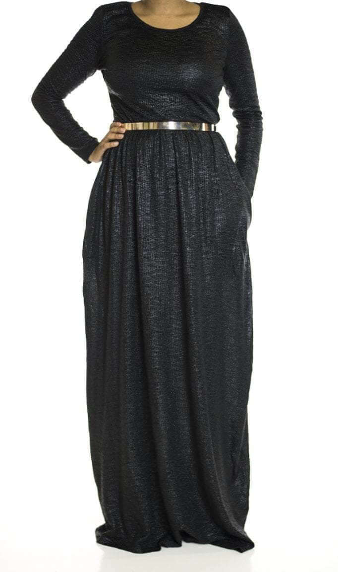 Black Shinny textured dress Kabayare
