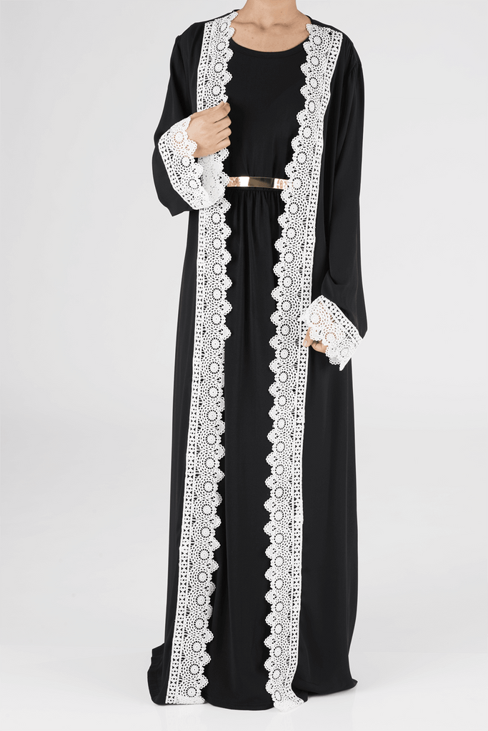 Black sophisticated lace Kimono Kabayare