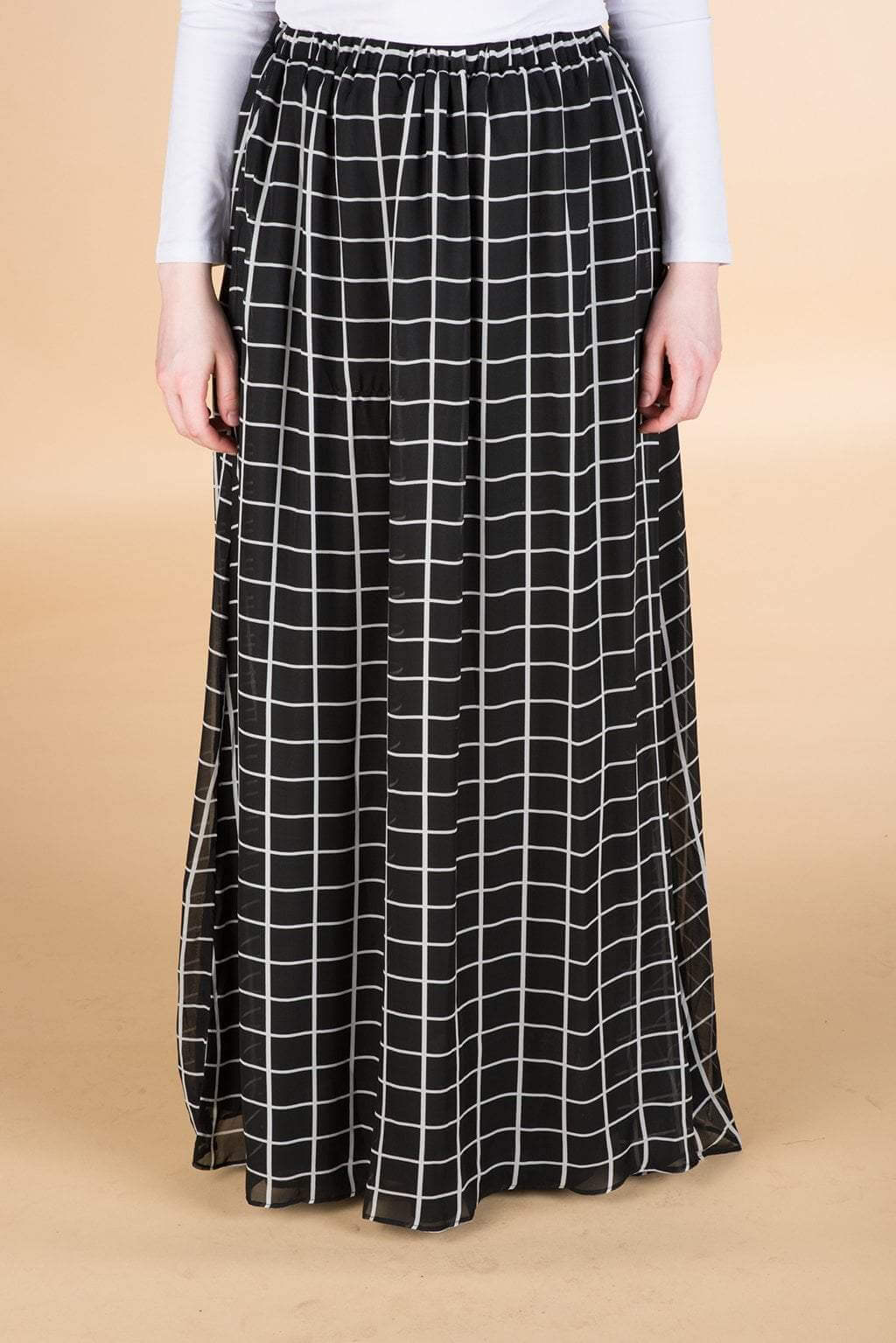 Black Square Chiffon Maxi Skirt Kabayare