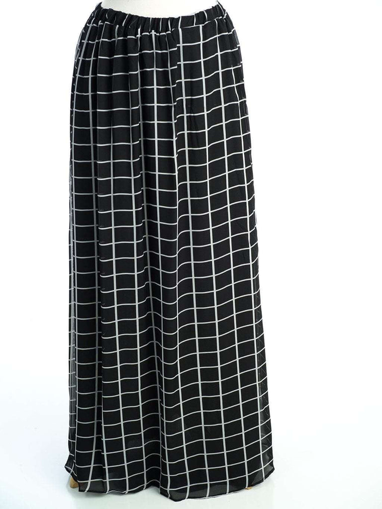 Black Square Chiffon Maxi Skirt Kabayare