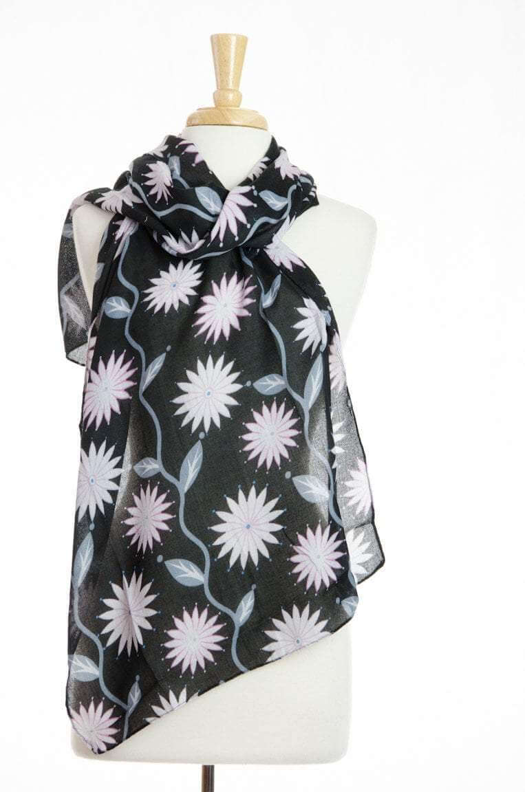 Black Sun-Floral Scarf Kabayare