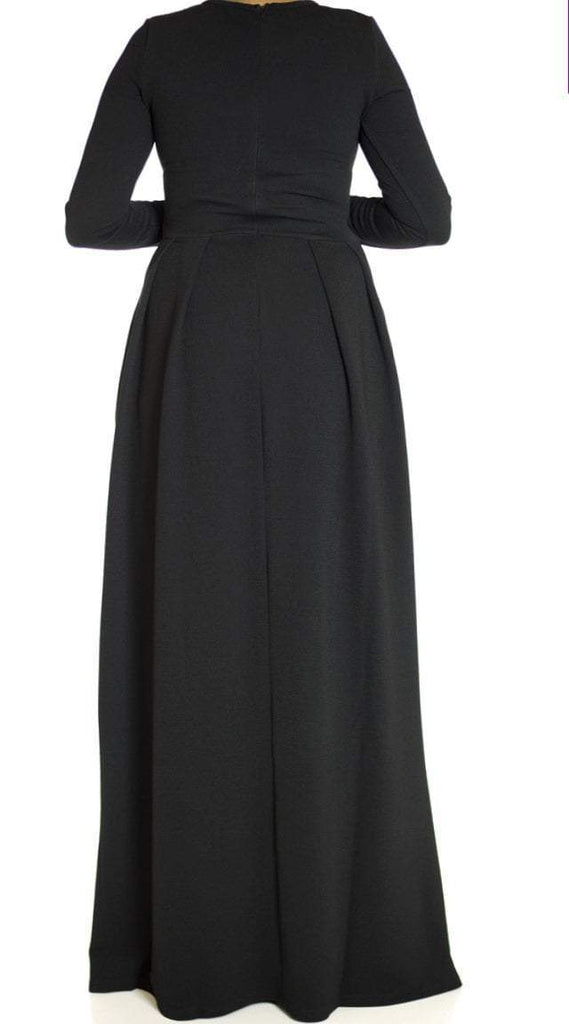 Black Textured Classic Maxi Kabayare