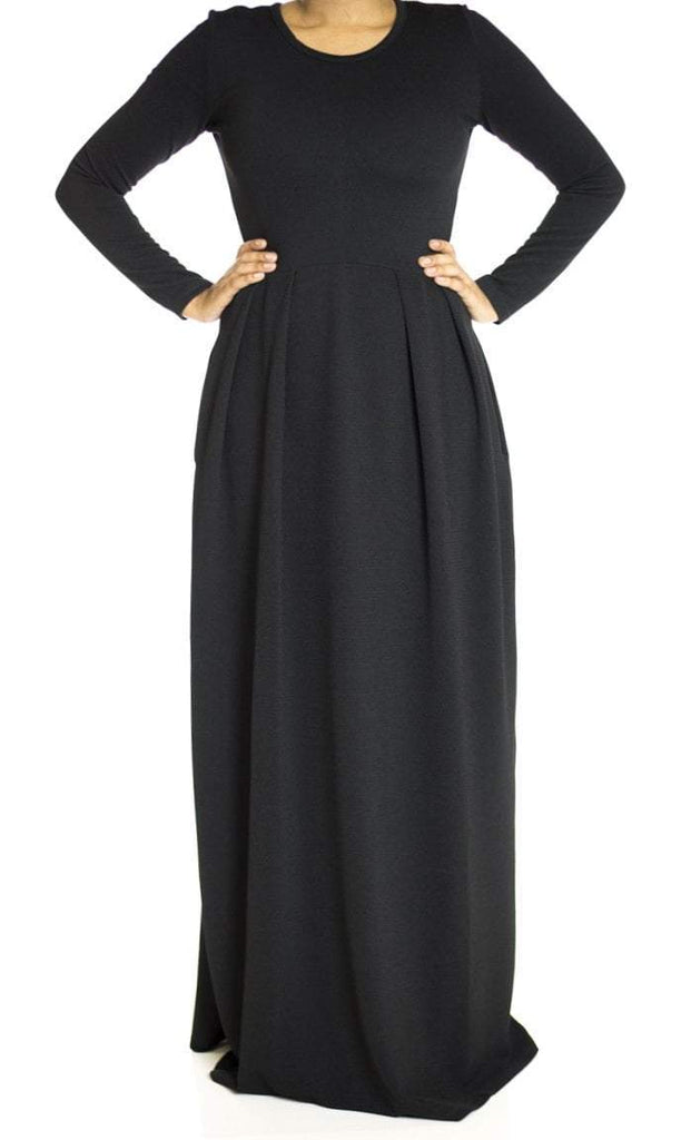 Black Textured Classic Maxi Kabayare