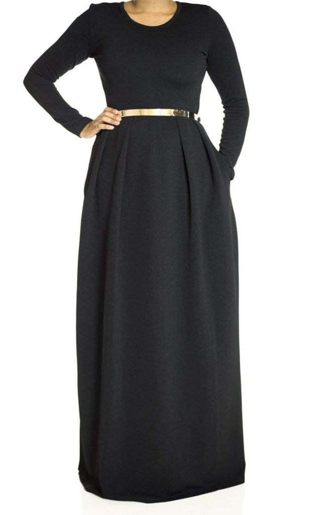 Black Textured Classic Maxi Kabayare